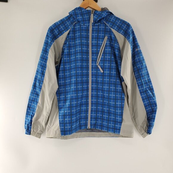 Colombia Men's Youth 14/16 Light‎ Jacket Blue Hooded Zipper Nylon 100% - Picture 1 of 6